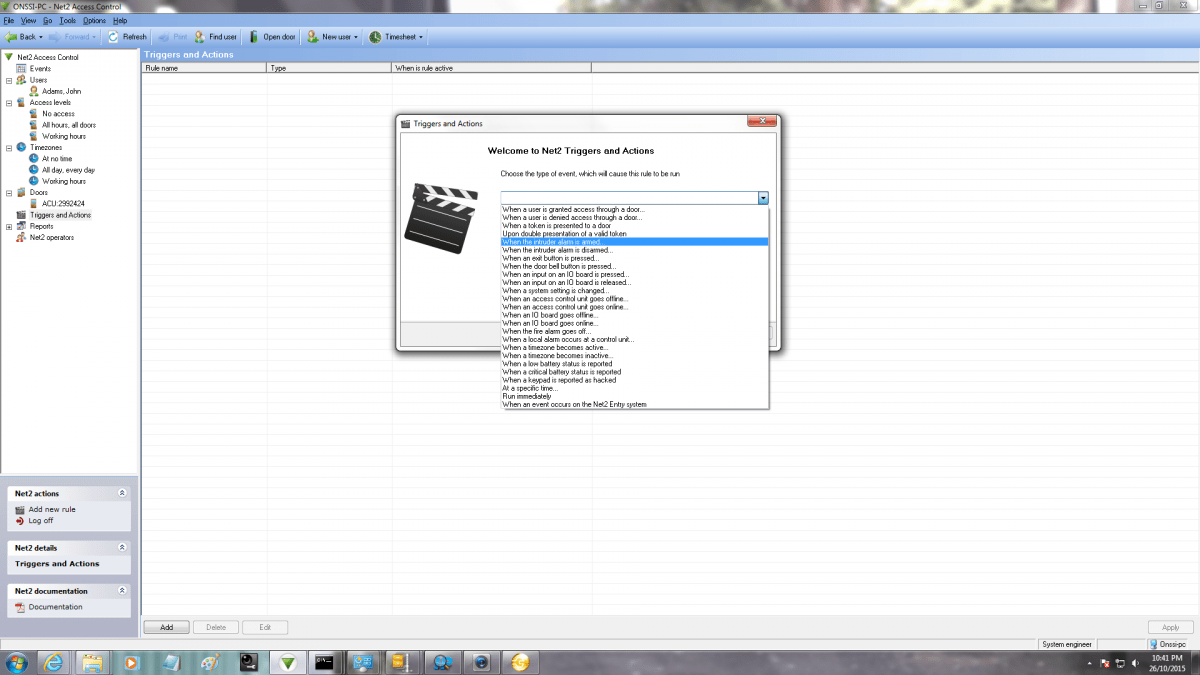 Triggers and actions